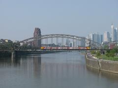 View of the Deutschherrnbrücke from the Osthafenbrücke in Frankfurt am Main