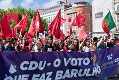 25 April 2019 CDU Communist and Green Parties Coalition rally in Restauradores, Lisbon, Portugal