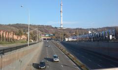 View of Kok-Tobe from the Al-Farabi-Dostyk ring road