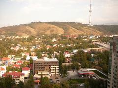 View of Kok-Tobe from a high-rise building in Almaty