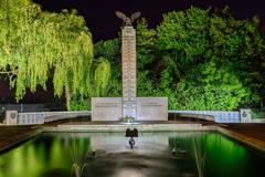 Polish War Memorial at night front view