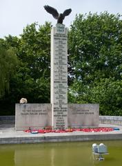 Polish War Memorial central edifice with walls inscribed with names