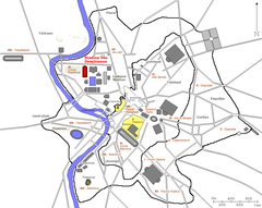 Map of ancient Rome highlighting the Stadium of Domitian