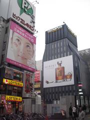 Dotonbori at night in Osaka, with neon signs and canal