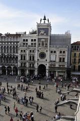 Torre dell'Orologio with two bronze Moors on the roof, St. Mark's Square, Venice