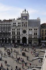 Torre dell'Orologio with two Moors striking the bell on the rooftop at St. Mark's Square, Venice