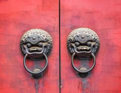 door handles in Jade Buddha temple in Shanghai