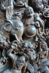 detail from a wooden stele in the Jade Buddha Temple, Shanghai