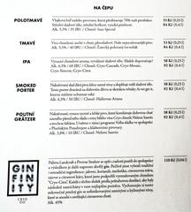 beer menu at Sv. Norbert Brewery featuring 0.25 and 0.4l options