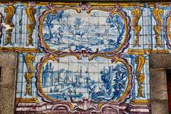 Porto building facades with azulejos tiles