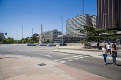 view of Madrid cityscape with historical and modern buildings