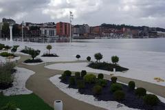 View of Avilés and the ria from the Oscar Niemeyer International Cultural Centre in Asturias, Spain