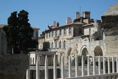 Roman Theatre in Arles with Hôtel de Courtois in the background