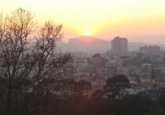 Sunset behind Notre-Dame de la Garde in winter