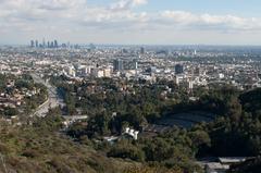 Hollywood Bowl and downtown Los Angeles seen from Mulholland Drive