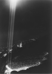 Hollywood Bowl with four searchlights