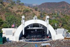 Hollywood Bowl amphitheatre with Hollywood sign in the background