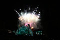 Fireworks behind the Hollywood Bowl at night