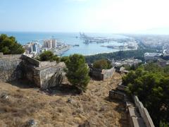 A view of the historic center of Malaga with historic buildings and rooftops