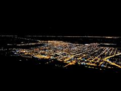 Aerial view of Osório city center at night from Morro da Borussia