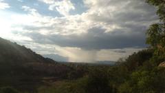 distant view of a rainy scene