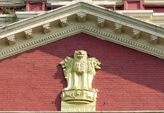 Lions statues atop the Writer's Building in Kolkata