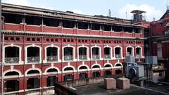 Red brick wall of the Writers' Building in Kolkata