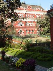 garden with Writers Building at rear in Central Kolkata, India