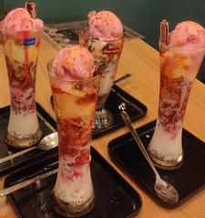 People enjoying ice cream at an ice cream shop