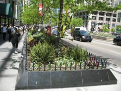 Magnificent Mile garden planter with flowers and plants