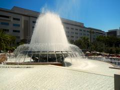 Beautiful city fountain with clear blue sky