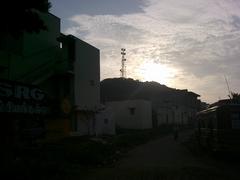 Morning sunrise with the first cell phone tower of Namakkal town