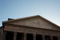 A panoramic view of Rome featuring historic landmarks and buildings