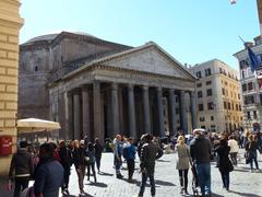 Pantheon in Rome with a sunny blue sky