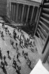 tourists in front of the Pantheon in Rome