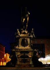 Neptune Fountain at Night in Bologna