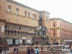 Fountain of Neptune in Bologna with sculpture and water features