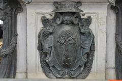 close-up of Neptune Fountain under restoration in Bologna Italy