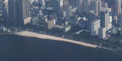 Aerial view of Roxas Boulevard and Ermita in Manila featuring Dolomite Beach