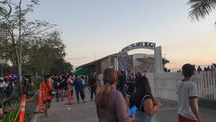 Crowd attempting to enter Manila Baywalk Dolomite Beach