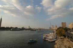 Cairo view with Nile River from El Tahrir Bridge