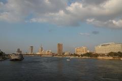 Cairo view of the Nile River from El Tahrir Bridge