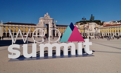 WebSummit sign on the Commerce Square in Lisbon