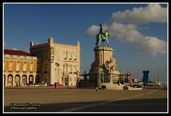 Praça do Comércio in Lisbon with statue of D. José I and Tagus River