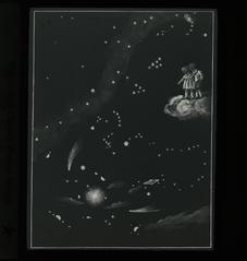 Vintage educational slide depicting a view of the universe from the 1920s