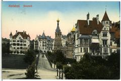 Historical black and white photograph of Westend area in Karlsbad from 1902