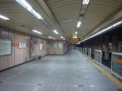Maebong Station platform with a train and passengers