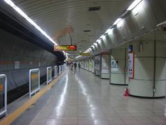 Daechi Station railway platform with trains and signage