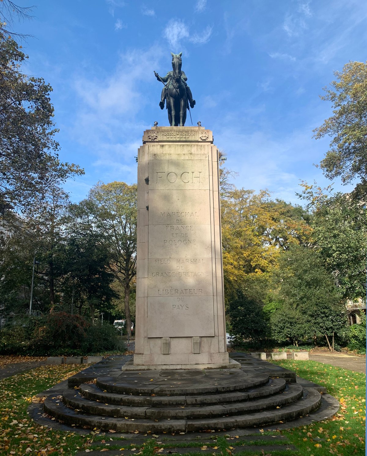 Monument to Marshal Foch in Lille in October 2020