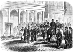 Russian Imperial Army executing Polish January insurgent Jozafat Kosiński on Bank Square in Warsaw 1863